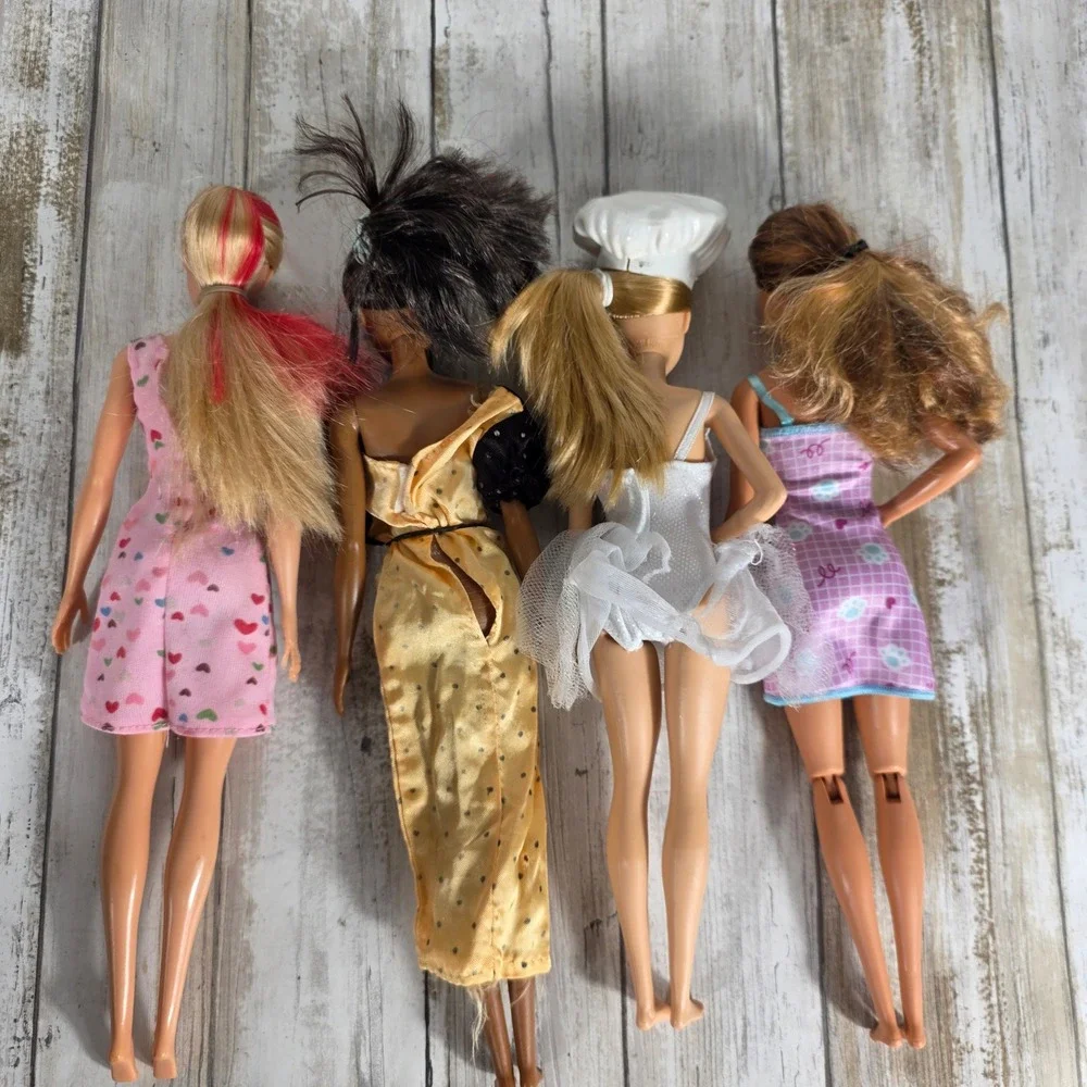 Barbie Doll Lot of 4 Chef Tutu Plaid Heart Polka Dot Fashion Outfits Mixed Set